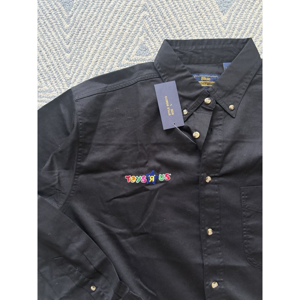 Toys R Us Blue‎ Generation Long Sleeve Button Shirt - NWT- Black - Large - Picture 5 of 7
